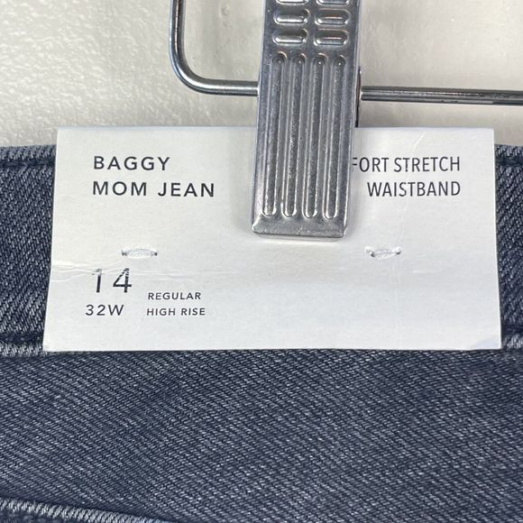 American Eagle High Rise Baggy Mom Jeans Women 14 Distressed Black Relaxed Denim - Picture 15 of 16